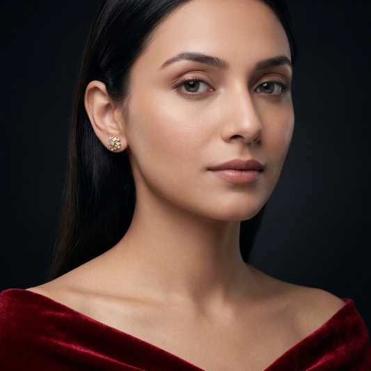 Geometric Elegance Gold Cluster Stud Earrings