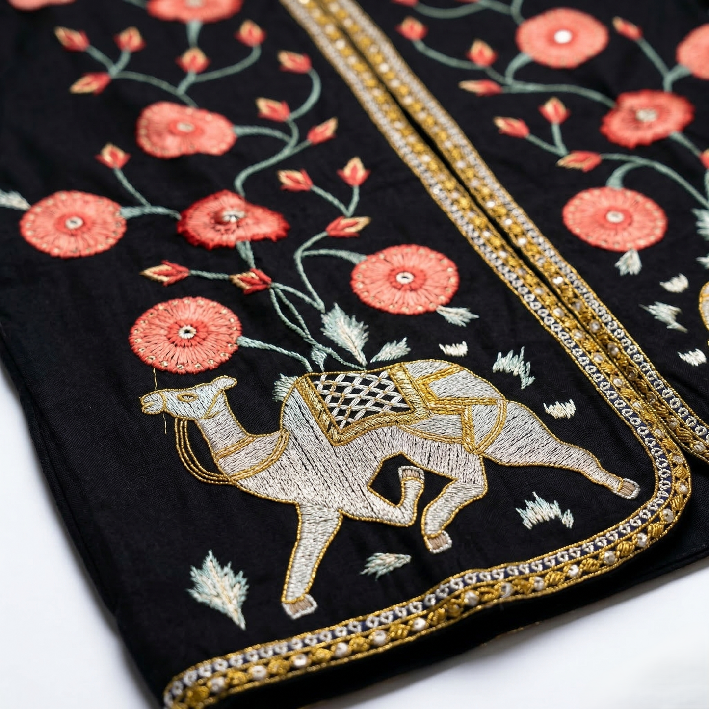 Heritage Camel Embroidered Royal Black Jacket