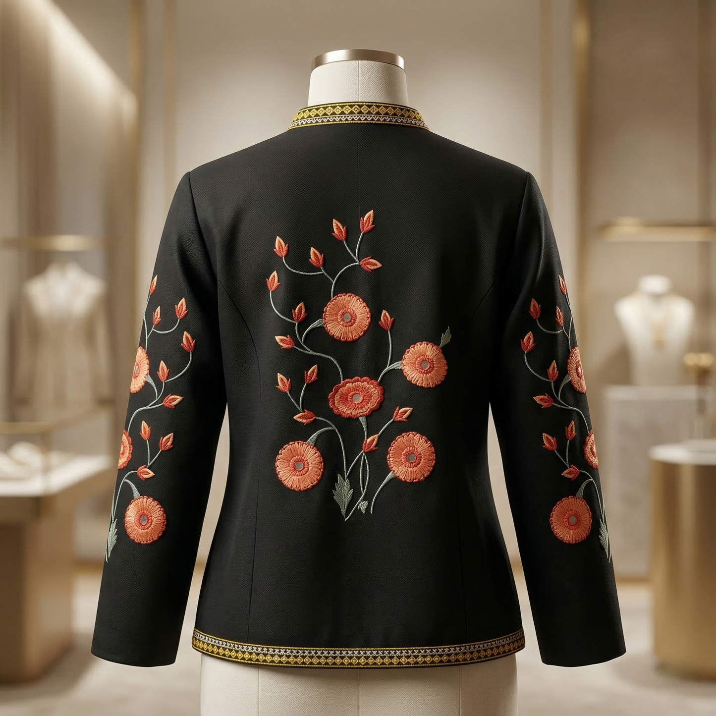 Heritage Camel Embroidered Royal Black Jacket