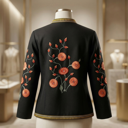 Heritage Camel Embroidered Royal Black Jacket
