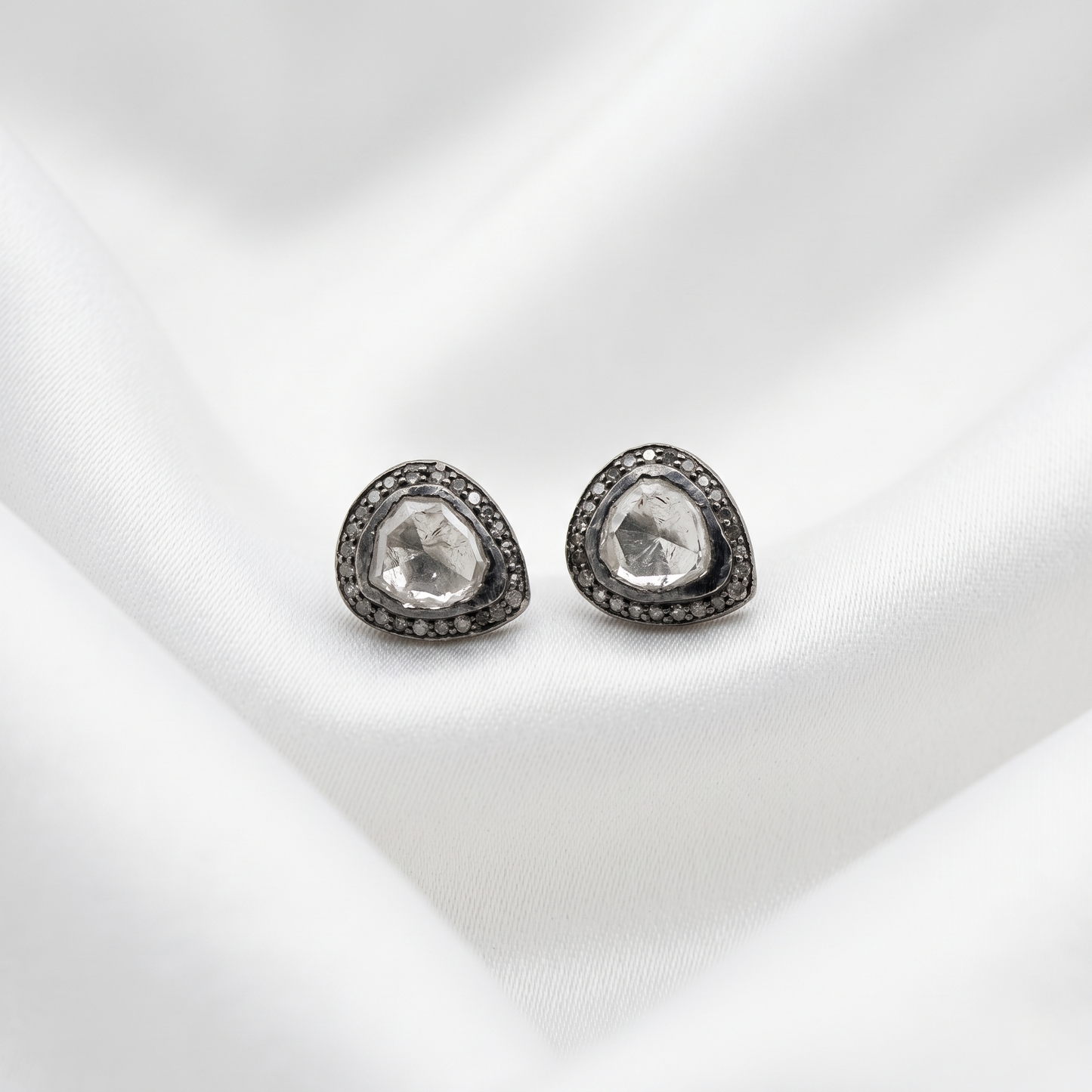 Elegant Victorian Polka Silver Stud Earrings