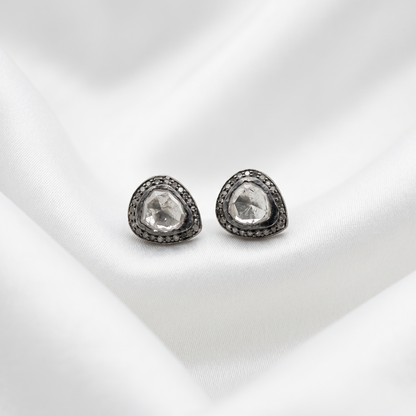 Elegant Victorian Polka Silver Stud Earrings