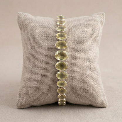Elegant Sterling Citrine Floral Silver Bracelet