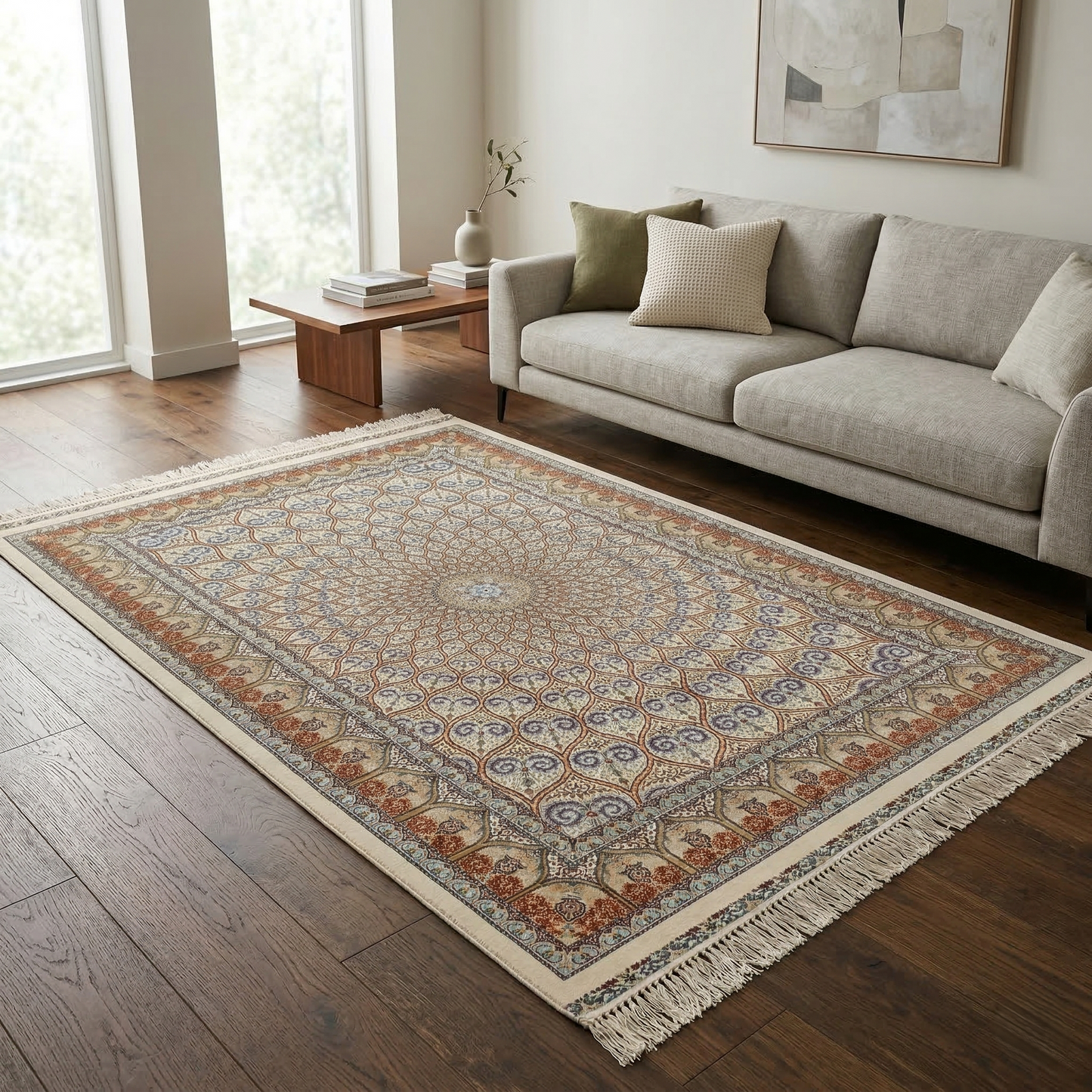 Royal Persian Silk Medallion Floor Rug