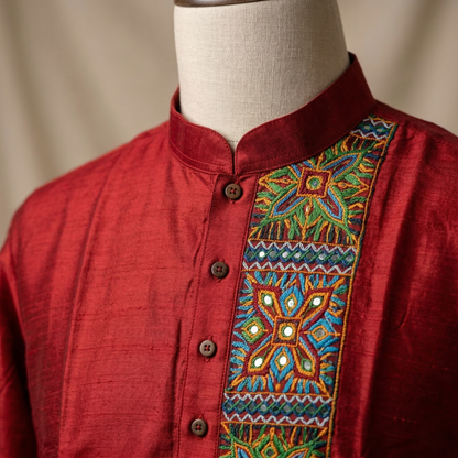 Crimson Silk Heritage Reinvented Kurta
