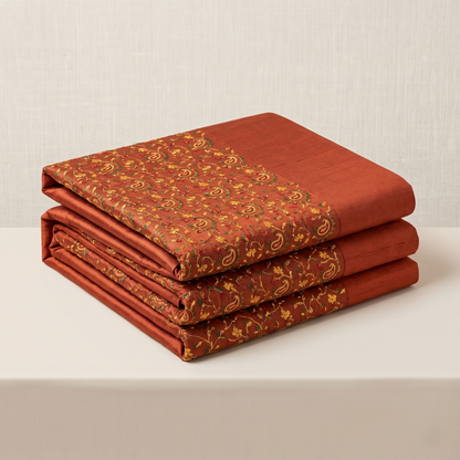 Deep Maroon Silk Paisley Embroidered Bedcover