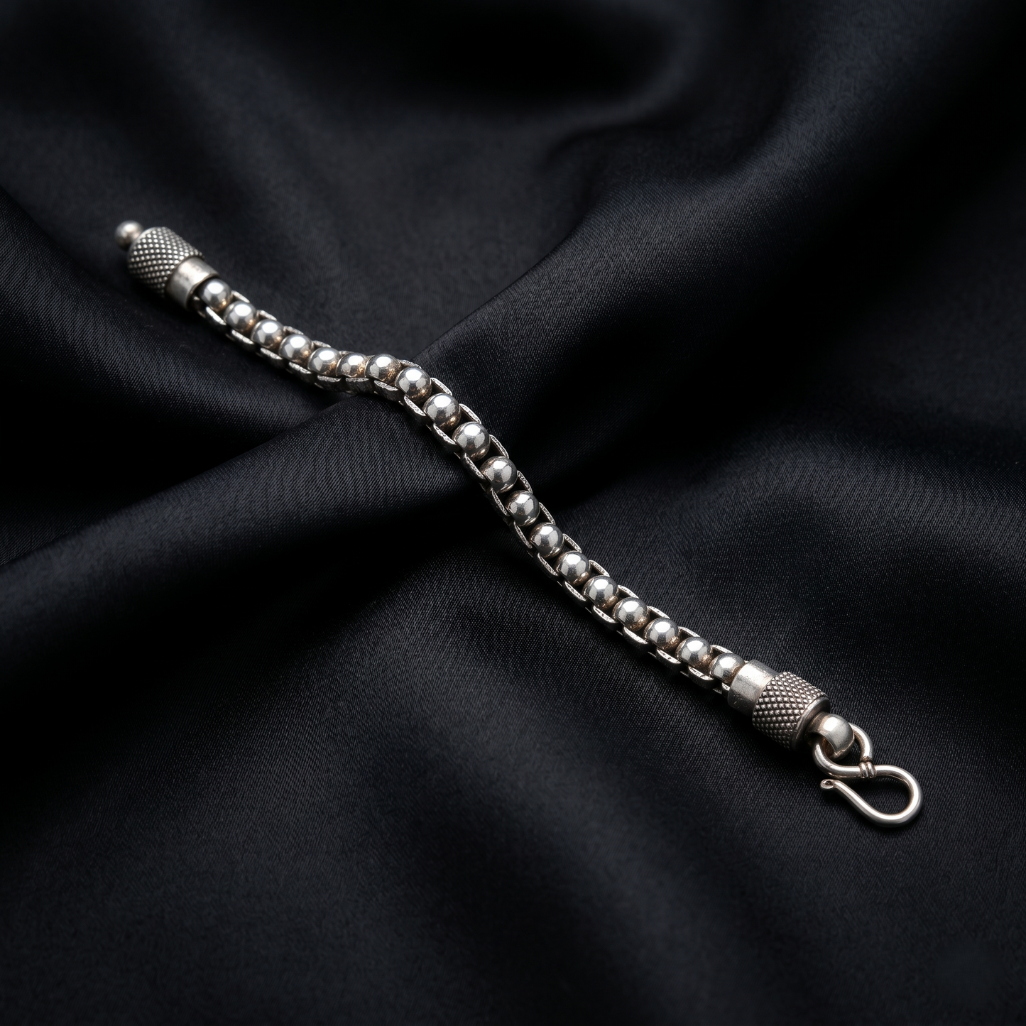 Artisanal Handcrafted Sterling Silver Bead Bracelet