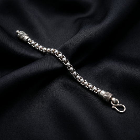 Artisanal Handcrafted Sterling Silver Bead Bracelet