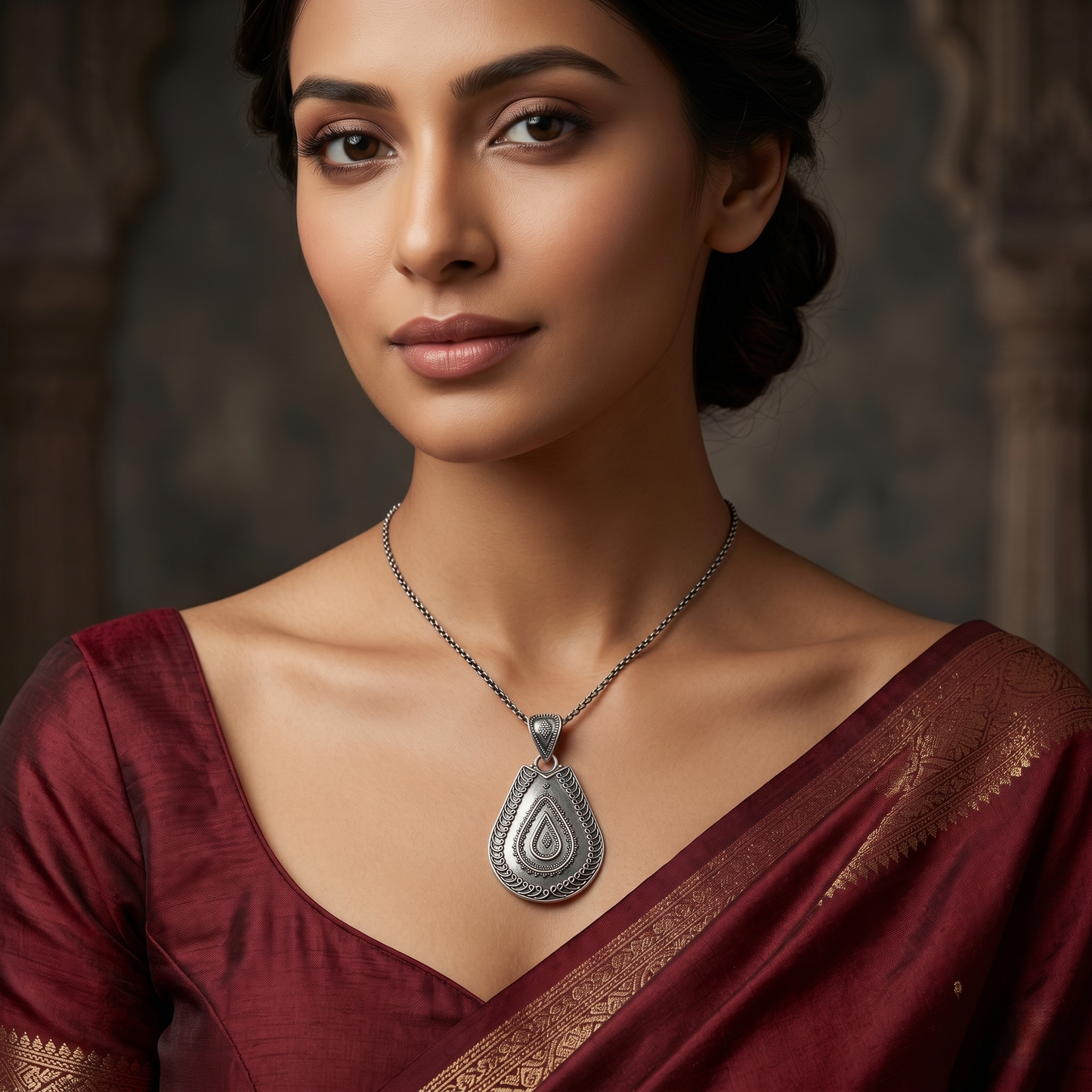 Heritage Teardrop Filigree Silver Artisan Pendant