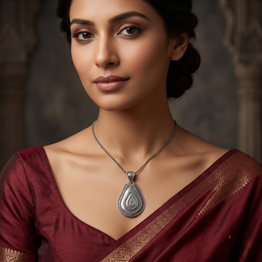 Heritage Teardrop Filigree Silver Artisan Pendant
