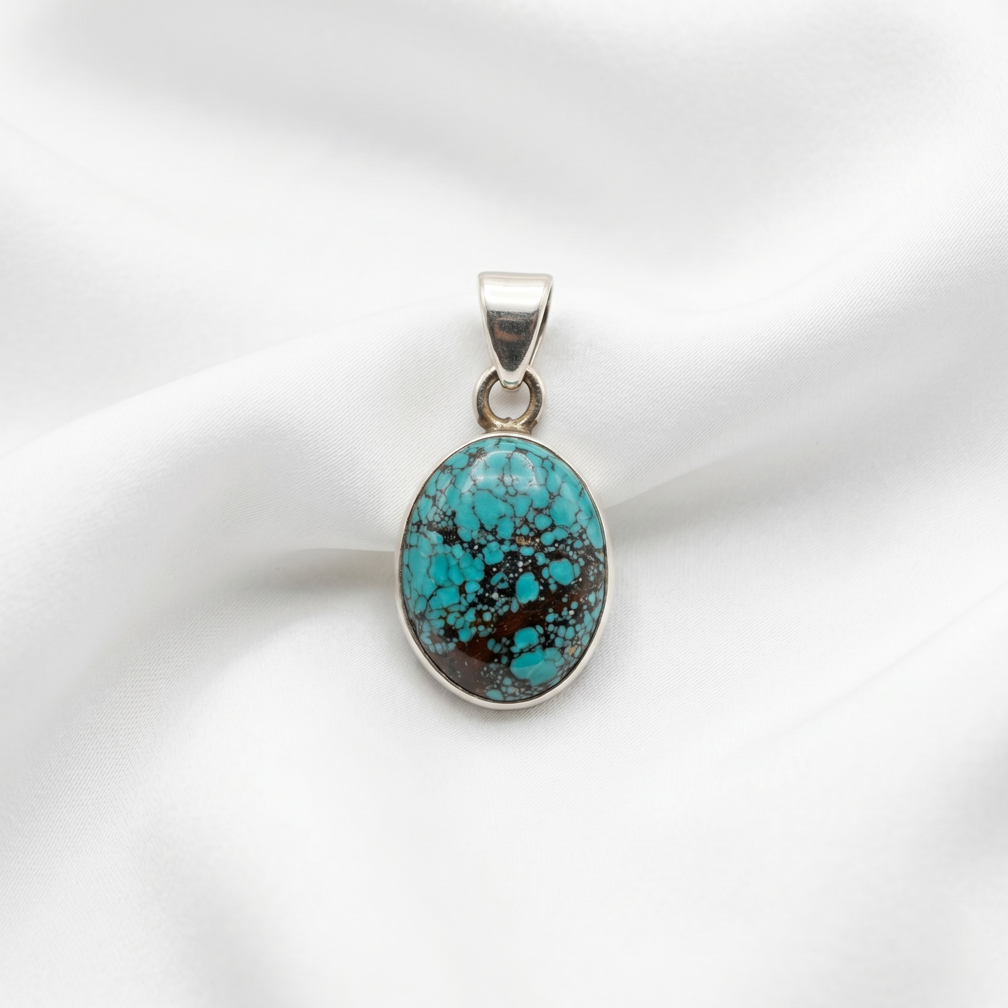 Exquisite Oval Turquoise Sterling Silver Pendant