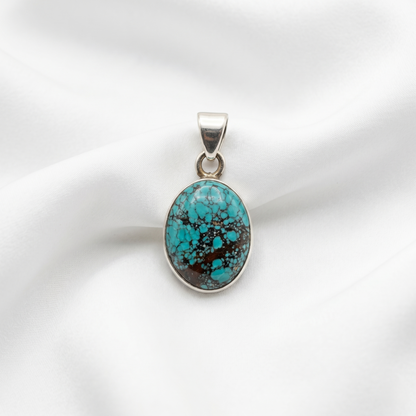 Exquisite Oval Turquoise Sterling Silver Pendant