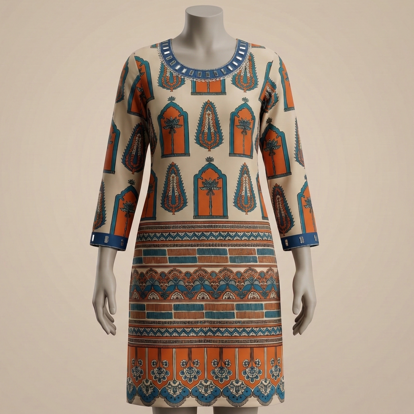 Boho Chic Printed in Jodhpur Blue Kurti