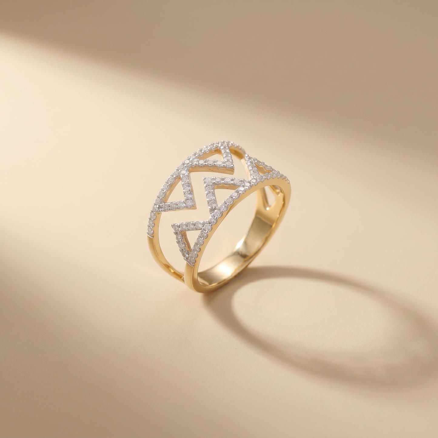 Geometric Openwork Diamond Gold Band