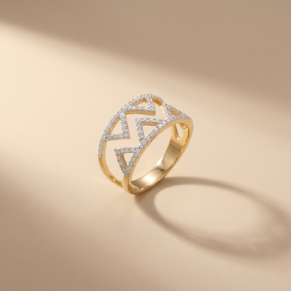 Geometric Openwork Diamond Gold Band