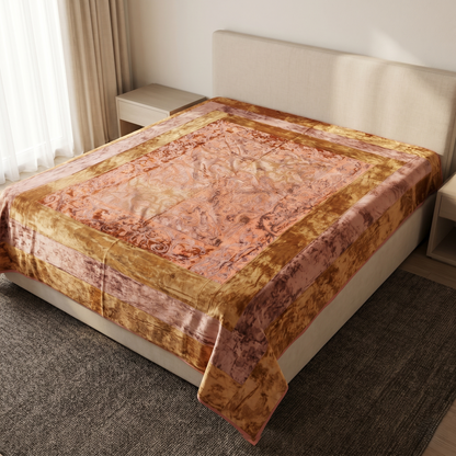 Handcrafted Gold Velvet Luxury Heritage Bedcover