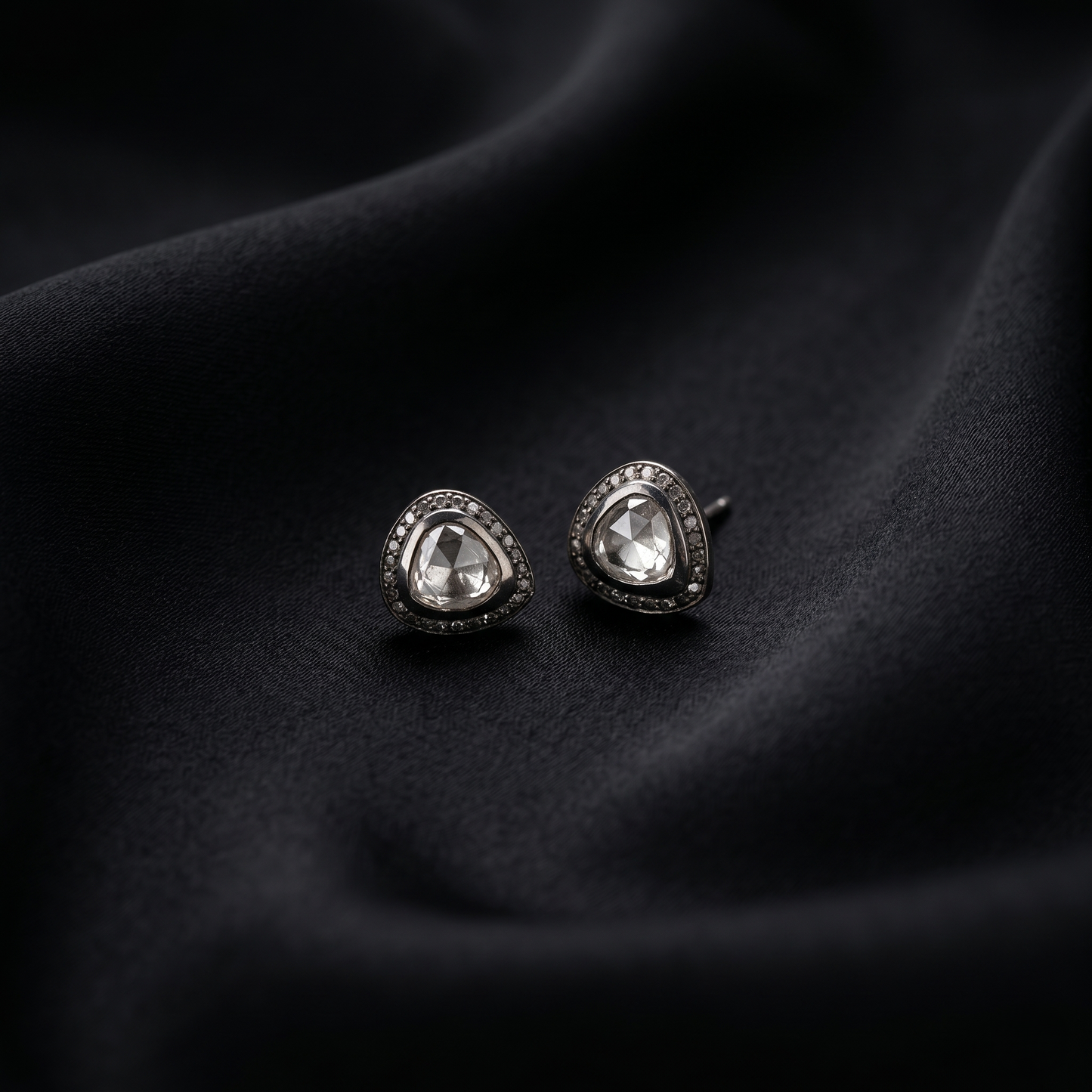 Elegant Victorian Polka Silver Stud Earrings