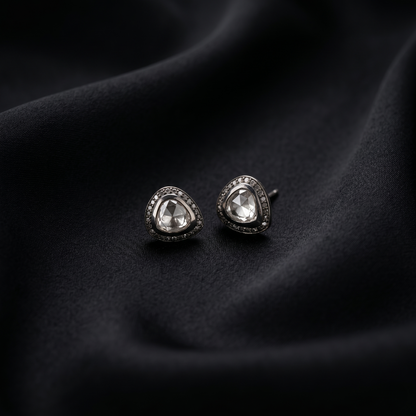 Elegant Victorian Polka Silver Stud Earrings