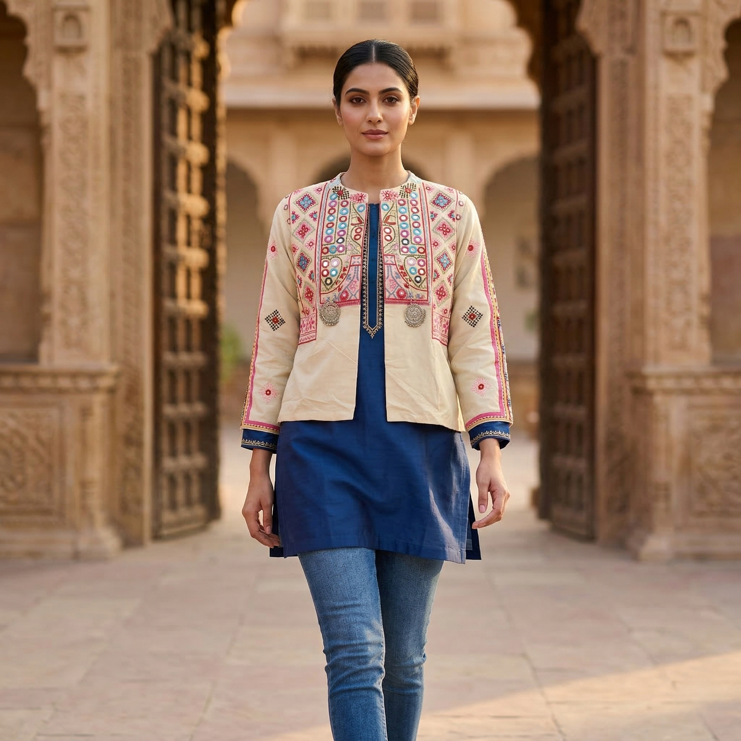 Heritage Mirror-Work Handcrafted Ethnic Jacket