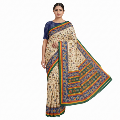 Madhubani Art Tussar Silk Saree