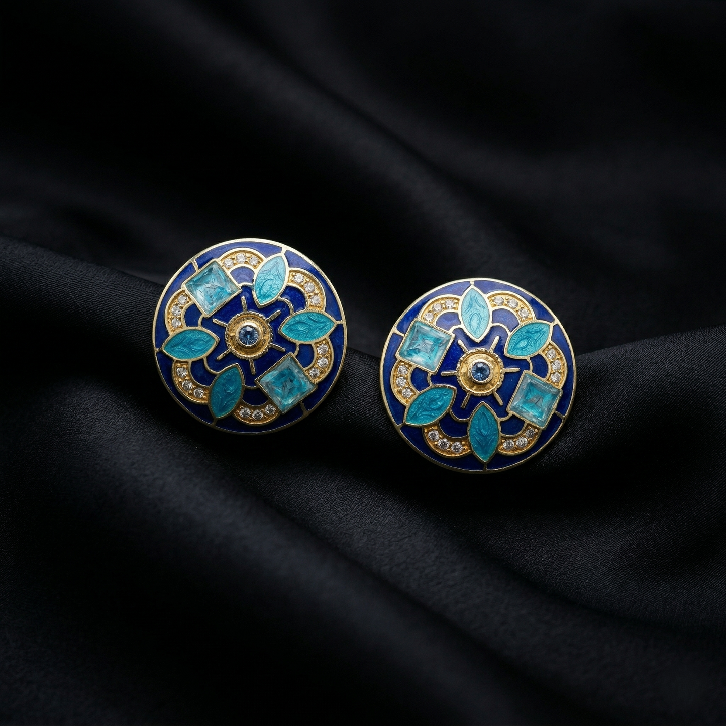 Royal Azure Meenakari Silver Stud Earrings