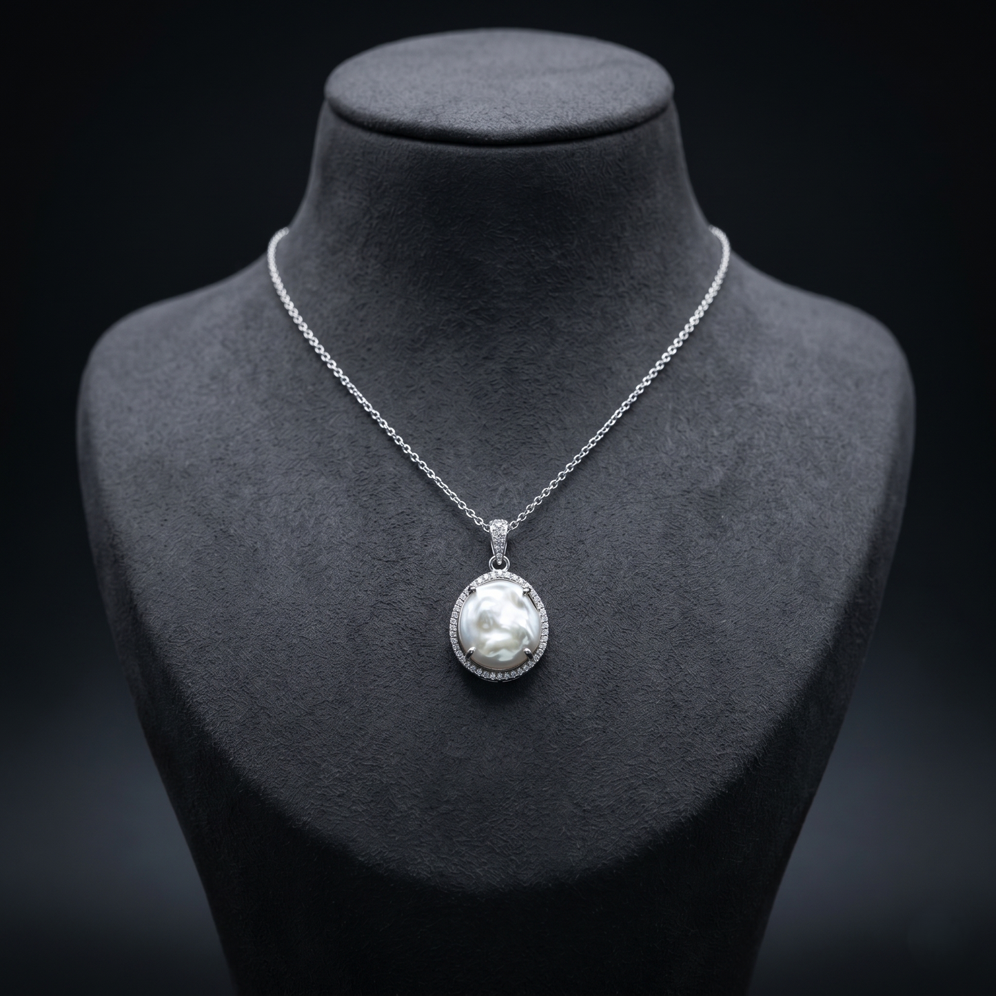 Elegant Oval Baroque Pearl Silver Pendant