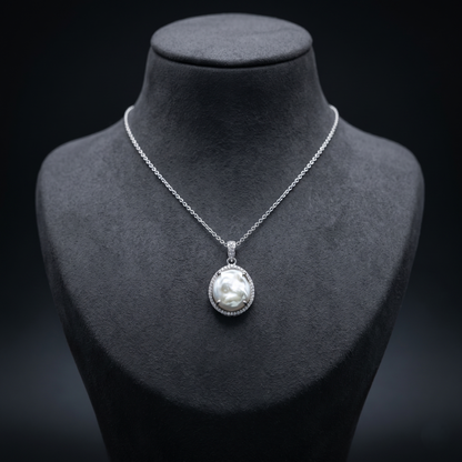 Elegant Oval Baroque Pearl Silver Pendant