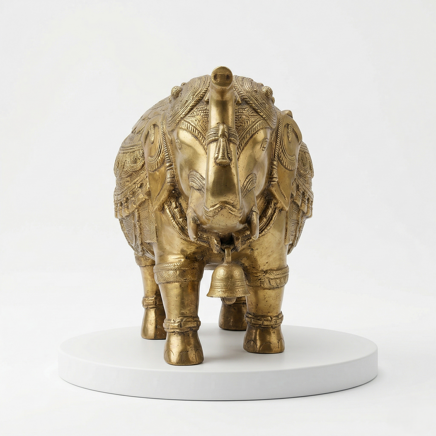 Heritage Brass Elephant with Intricate Carvings