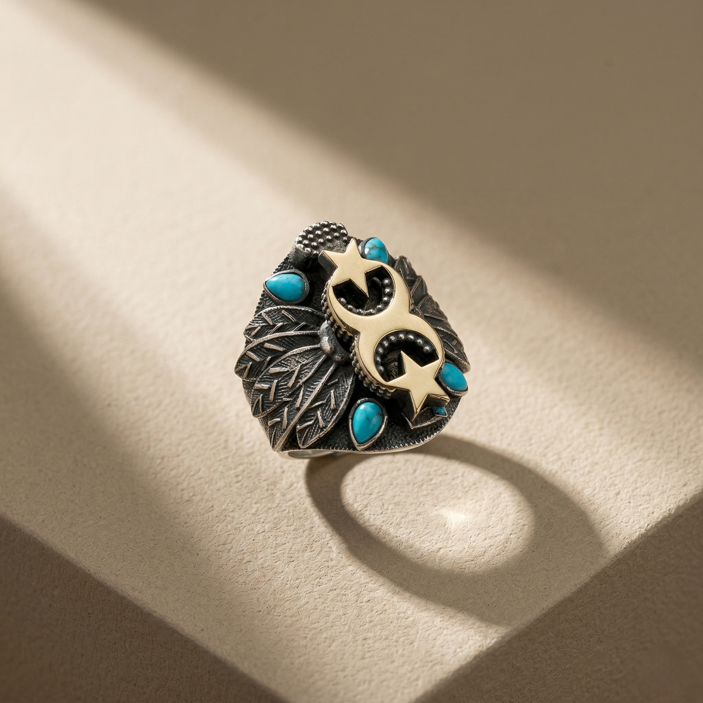 Silver Celestial Feather Men's Statement Ring