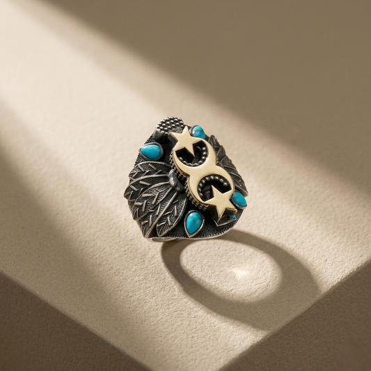 Silver Celestial Feather Men's Statement Ring