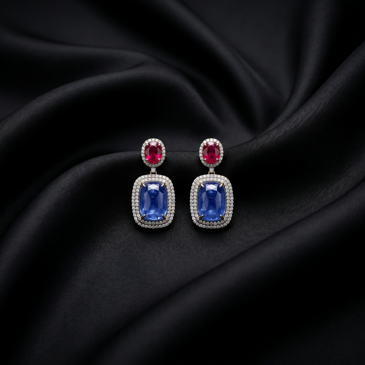Victorian Royal Blue Sapphire Drop Earrings