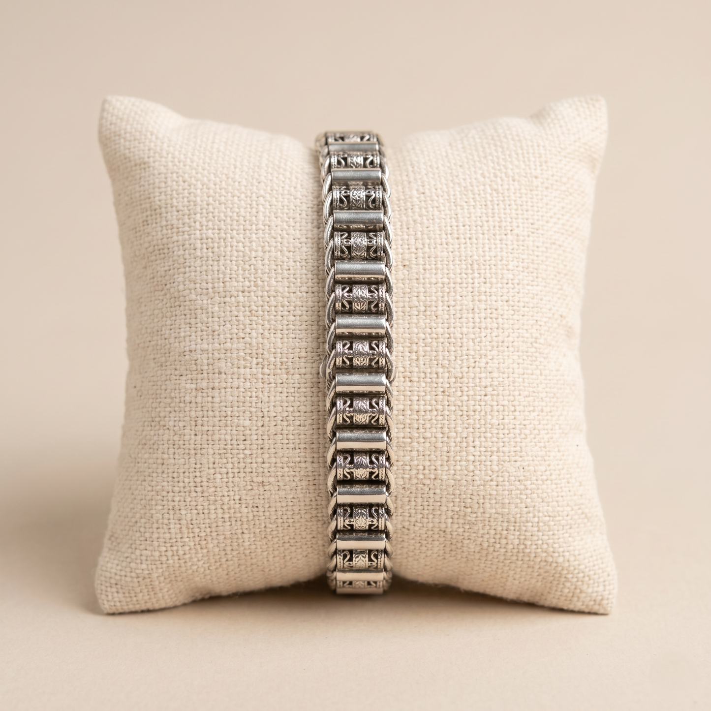 Handcrafted Geometric 92.5 Sterling Silver Bracelet