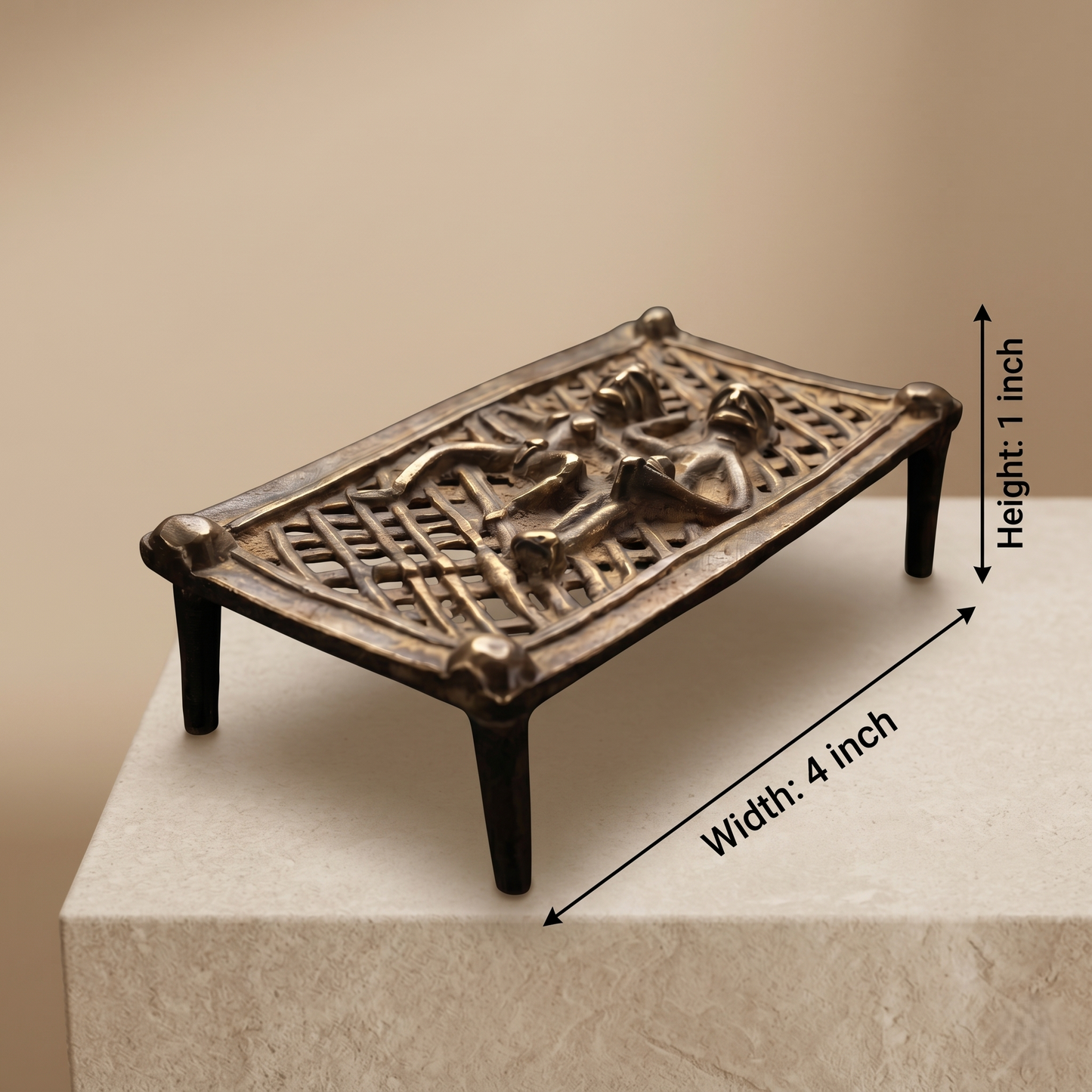 Antique Brass Tribal Cot Figurine Decor