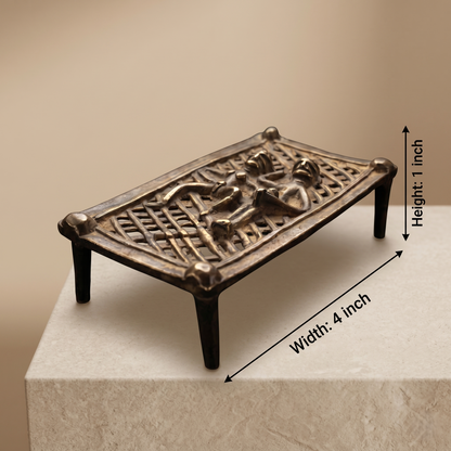 Antique Brass Tribal Cot Figurine Decor