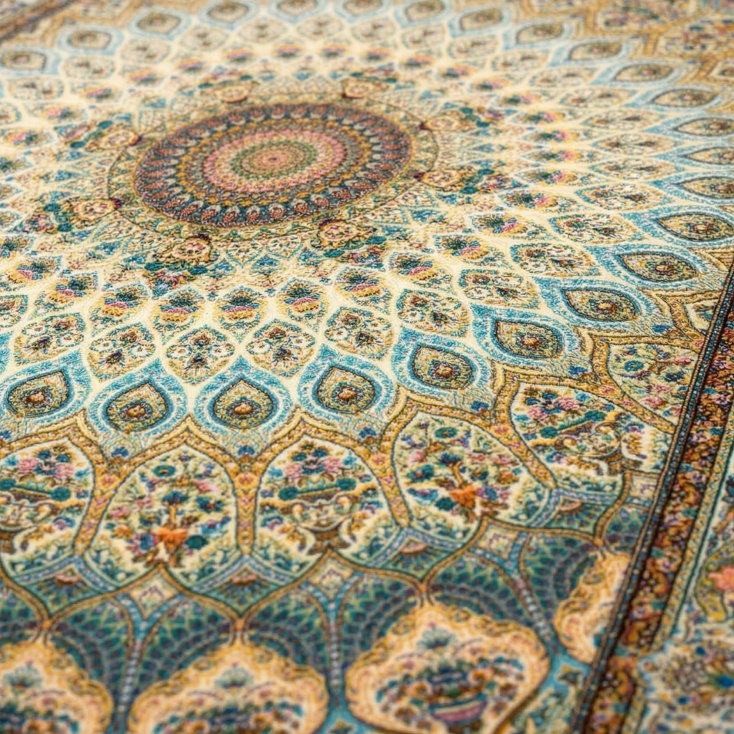 Antique Floral Medallion Hand Tufted Silk Rug