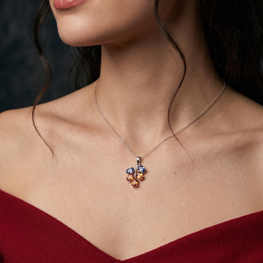 Celestial Branch Silver Gemstone Pendant