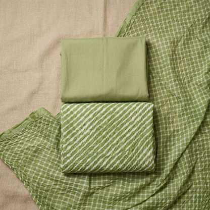 Sage Green Leheriya Unstitched Suit Set