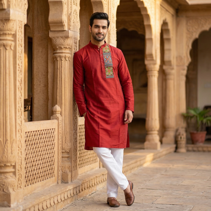 Crimson Silk Heritage Reinvented Kurta