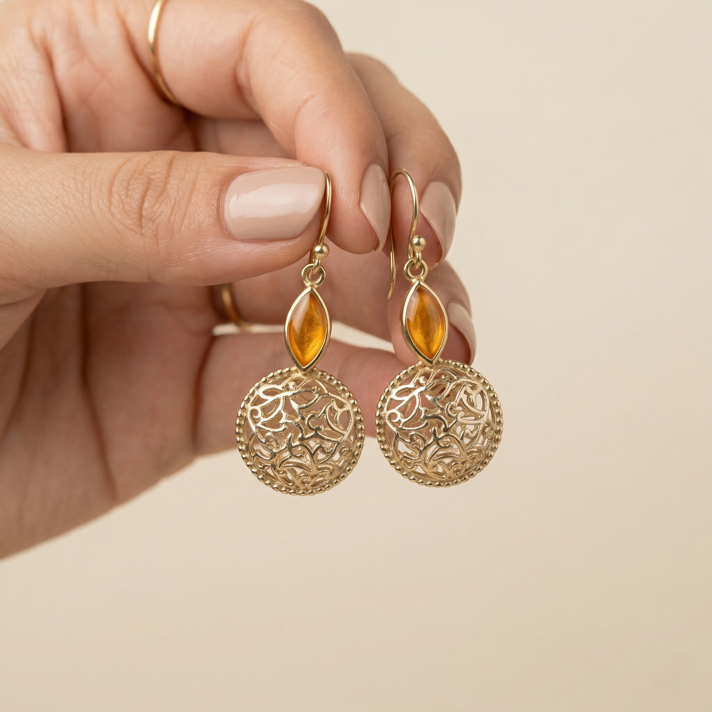 Vintage Silver Filigree Gemstone Drop Earrings