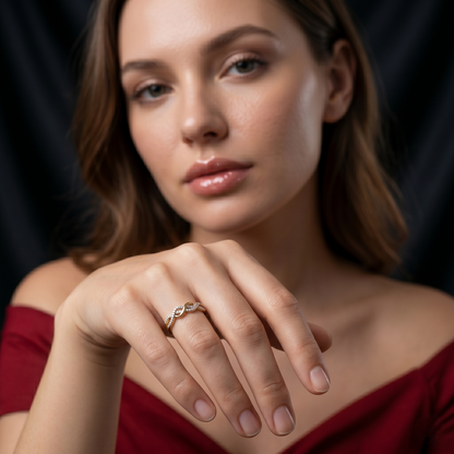 Elegant Gold Infinity Diamond Braided Ring