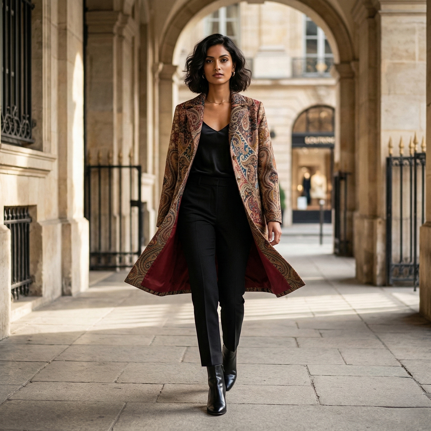 Ornate Heritage Paisley Tapestry Long Coat