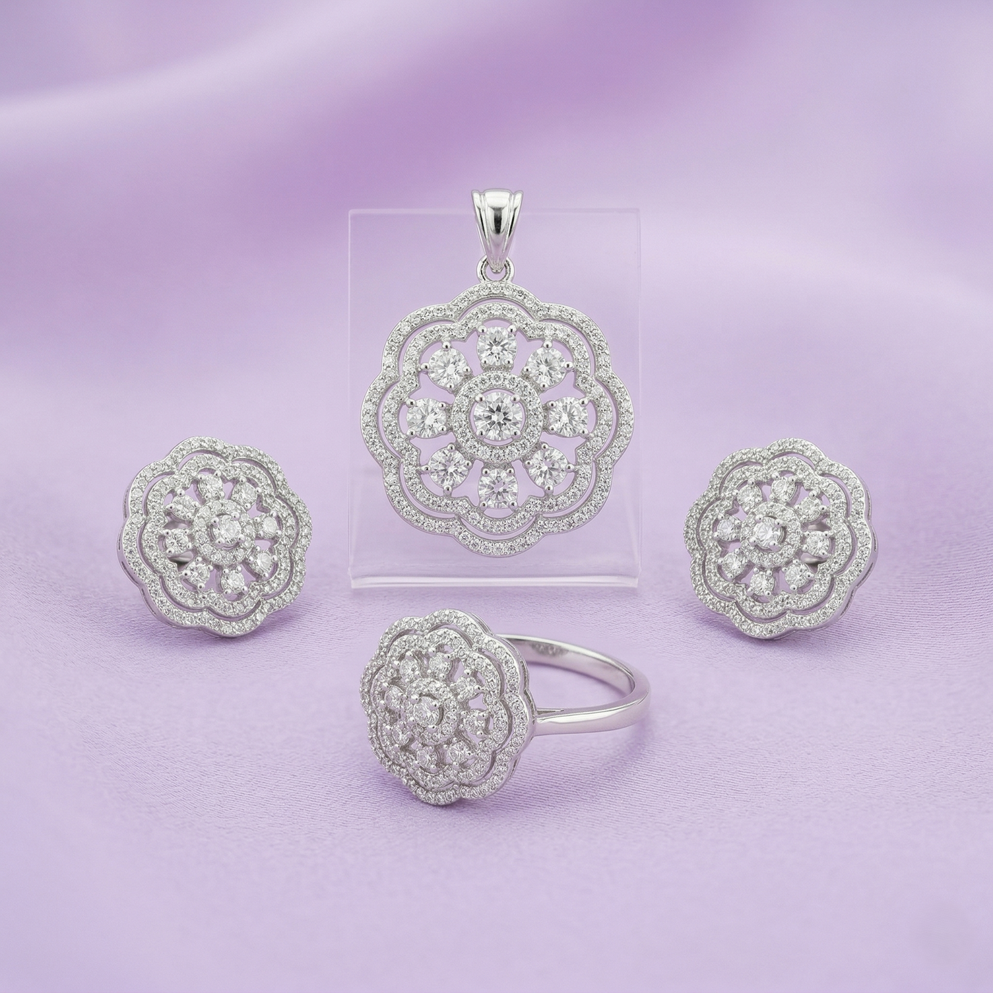 Floral Radiance 92.5 Sterling Silver Set