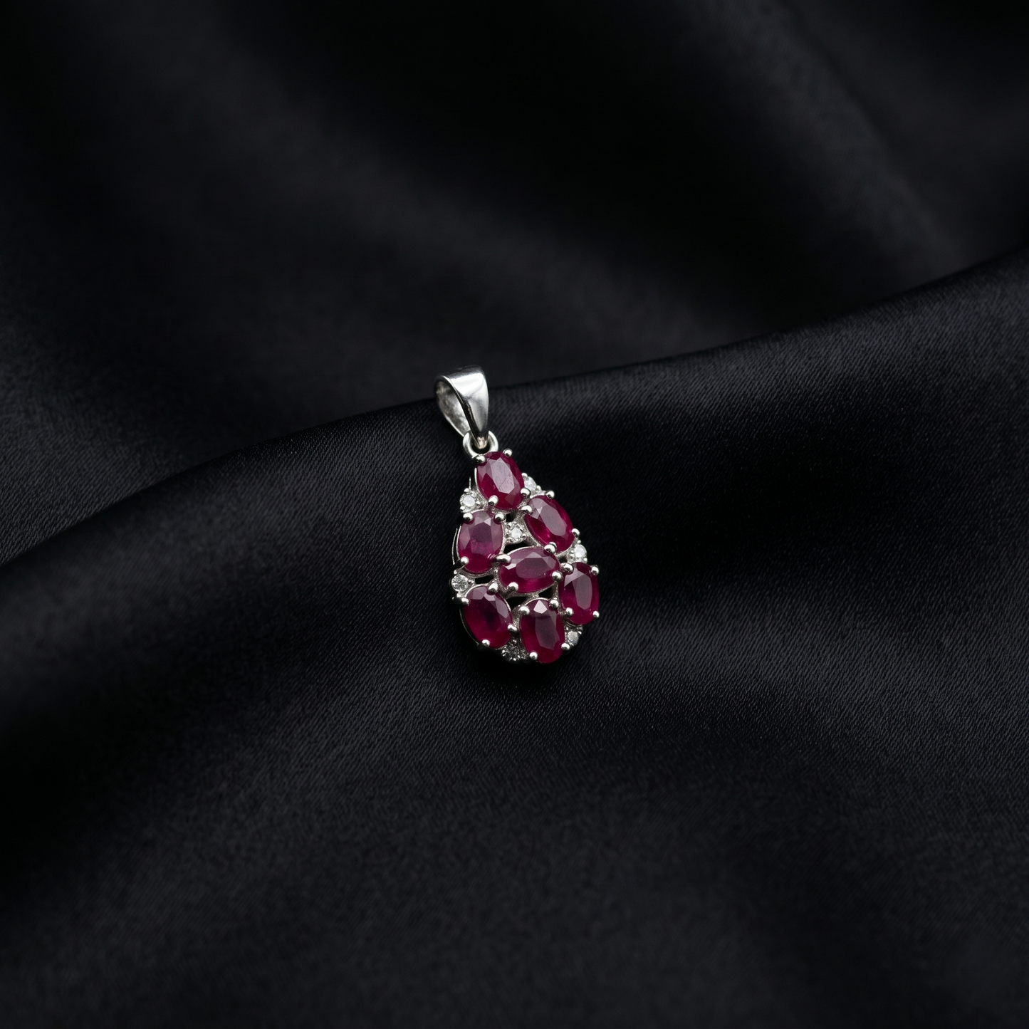 Royal Crimson Teardrop Silver Pendant