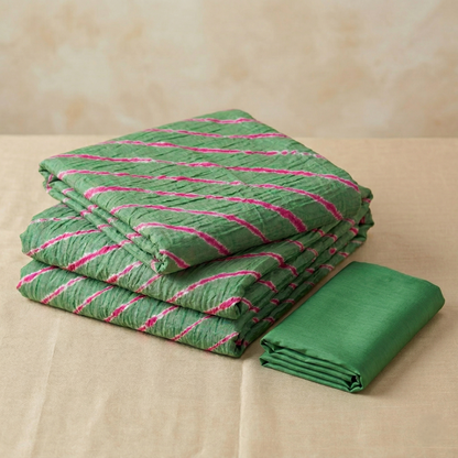 Elegant Green Leheriya Crinkled Silk Saree
