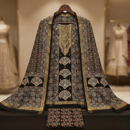 Royal Ajrakh Heritage Unstitched Silk Suit