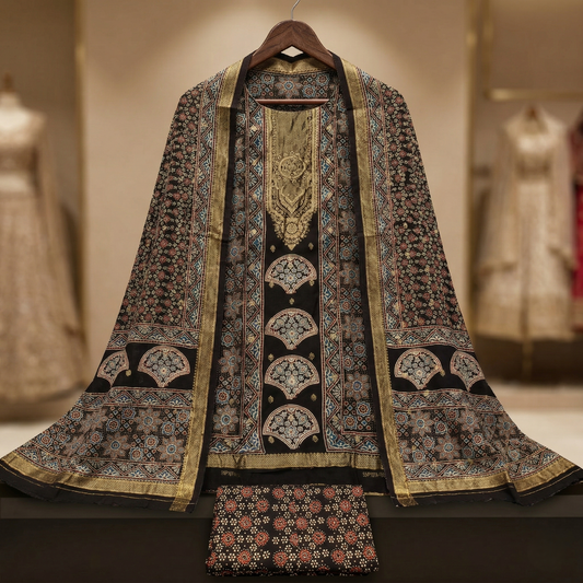 Royal Ajrakh Heritage Unstitched Silk Suit