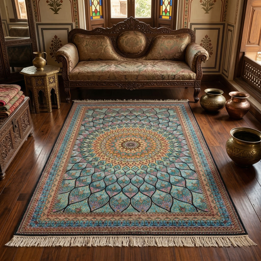 Intricate Mandala Medallion Persian Style Rug