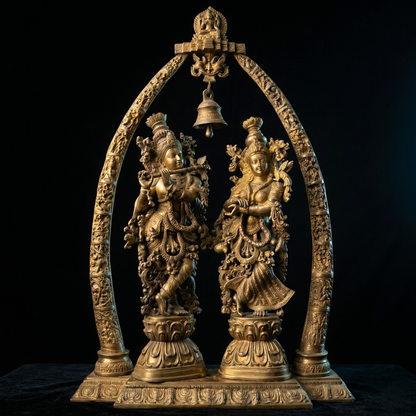 Radha Krishna Brass Idol With Bell