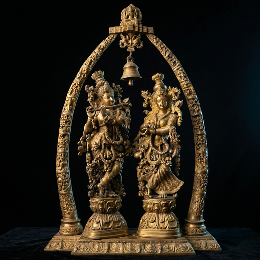 Radha Krishna Brass Idol With Bell