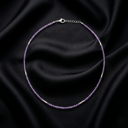 Elegant Amethyst and Silver Beaded Choker